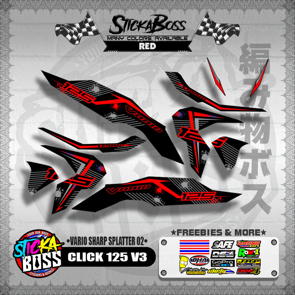 CLICK 125 V3 DECALS ( VARIO SHARP SPLATTER 02 )【WITH FREEBIES】