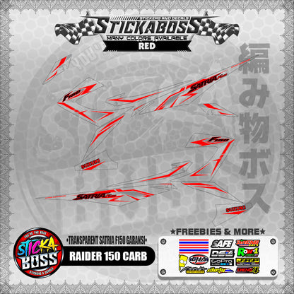 【PREMIUM UV PRINT】TRANSPARENT RAIDER 150 CARB DECALS ( SATRIA F150 GARANSI )【WITH FREEBIES】