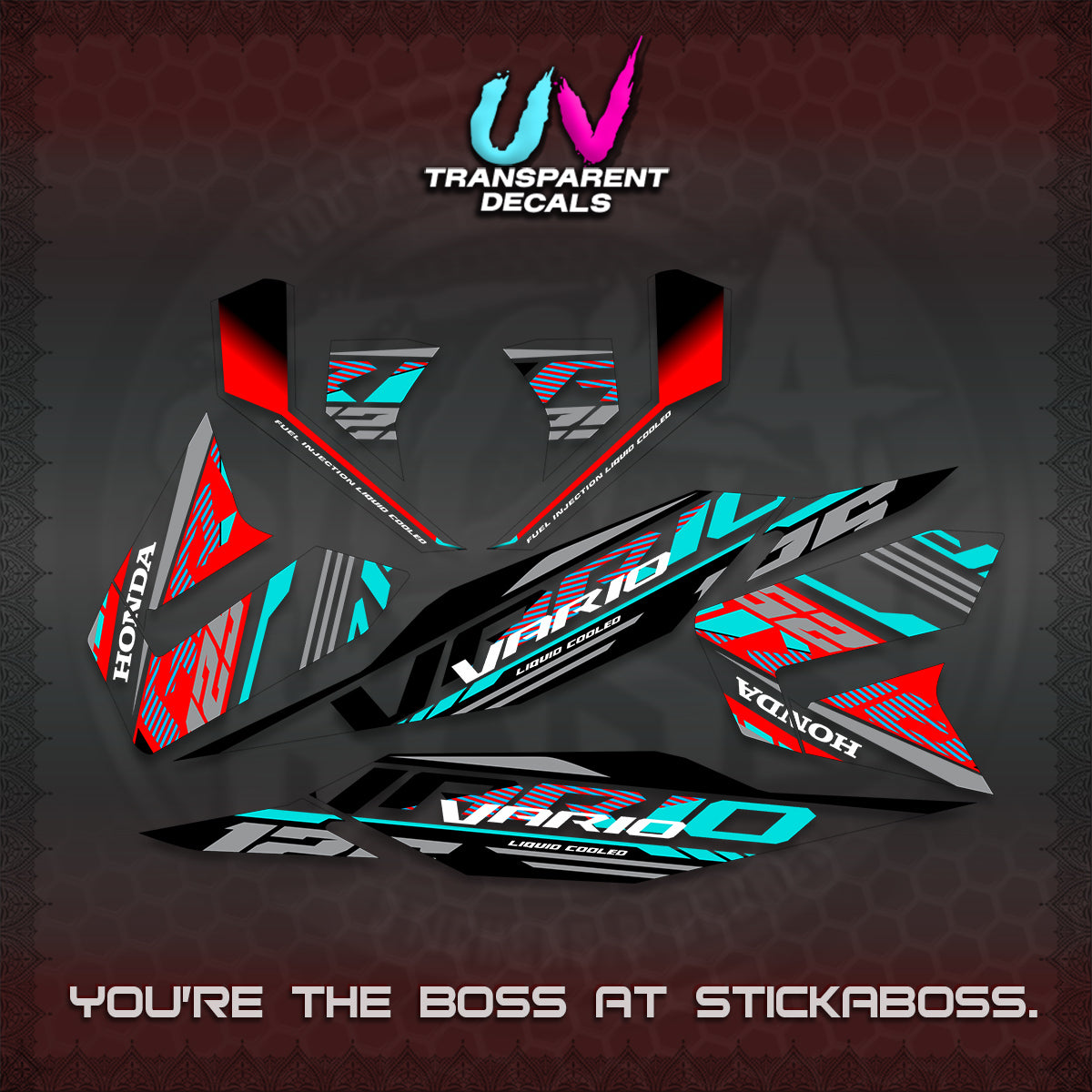 CLICK 125 V4 MALAY VARIO UV TRANSPARENT  DECALS (2026 VV12 DESIGN) STICKER KITS By STICKABOSS