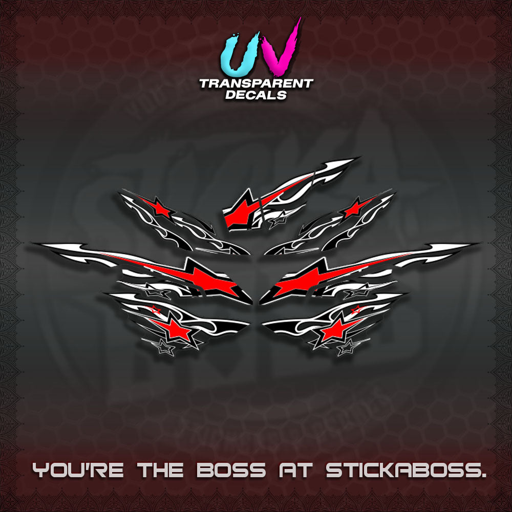 AEROX  V3 INDO UV TRANSPARENT DECALS(0005 RISING STAR)STICKER DECALS By STICKABOSS