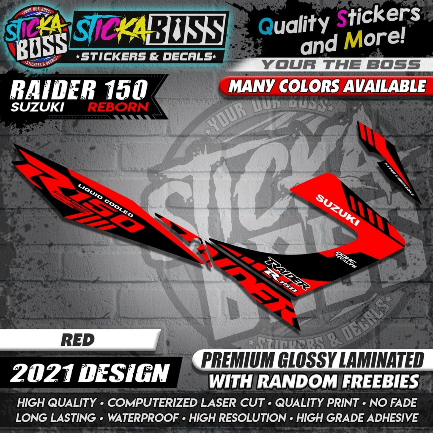 Suzuki Raider 150 Reborn Stock Decals ( 2021 Design )【WITH FREEBIES】
