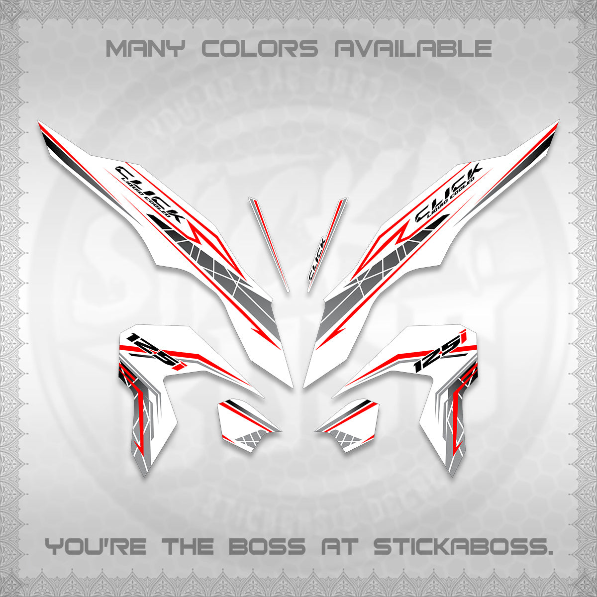 CLICK 125 V3 FOR WHITE DECALS (2023 SIMPLE STRIPE DESIGN) STICKER DECALS By STICKABOSS