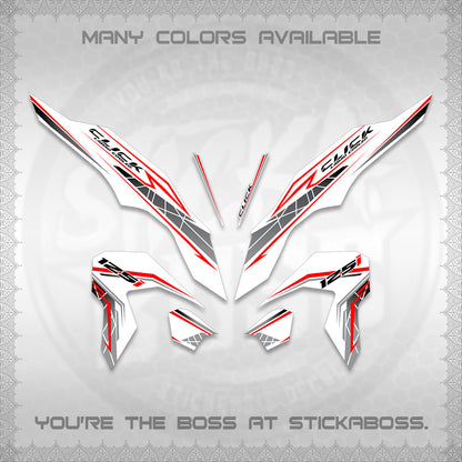 CLICK 125 V3 FOR WHITE DECALS (2023 SIMPLE STRIPE DESIGN) STICKER DECALS By STICKABOSS