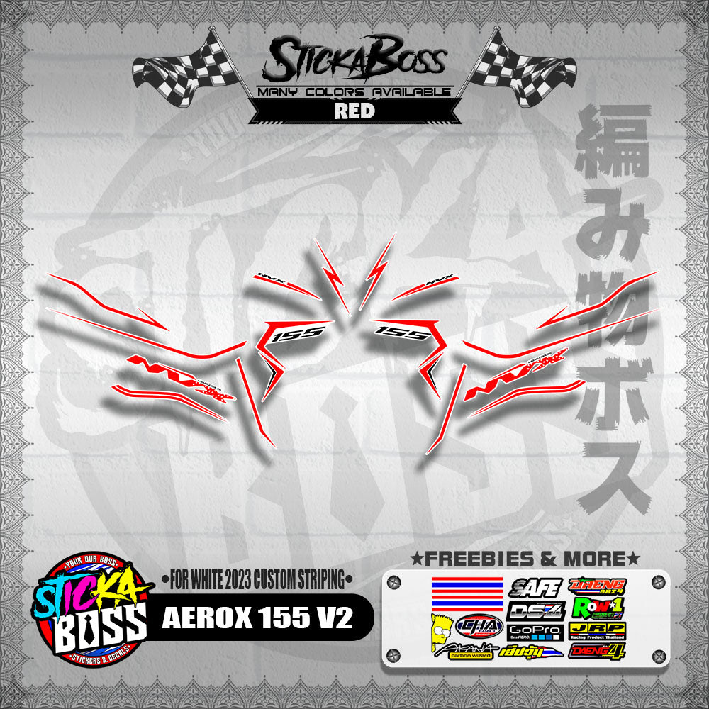 AEROX 155 V2 DECALS ( FOR WHITE 2023 CUSTOM STRIPING )【WITH FREEBIES】