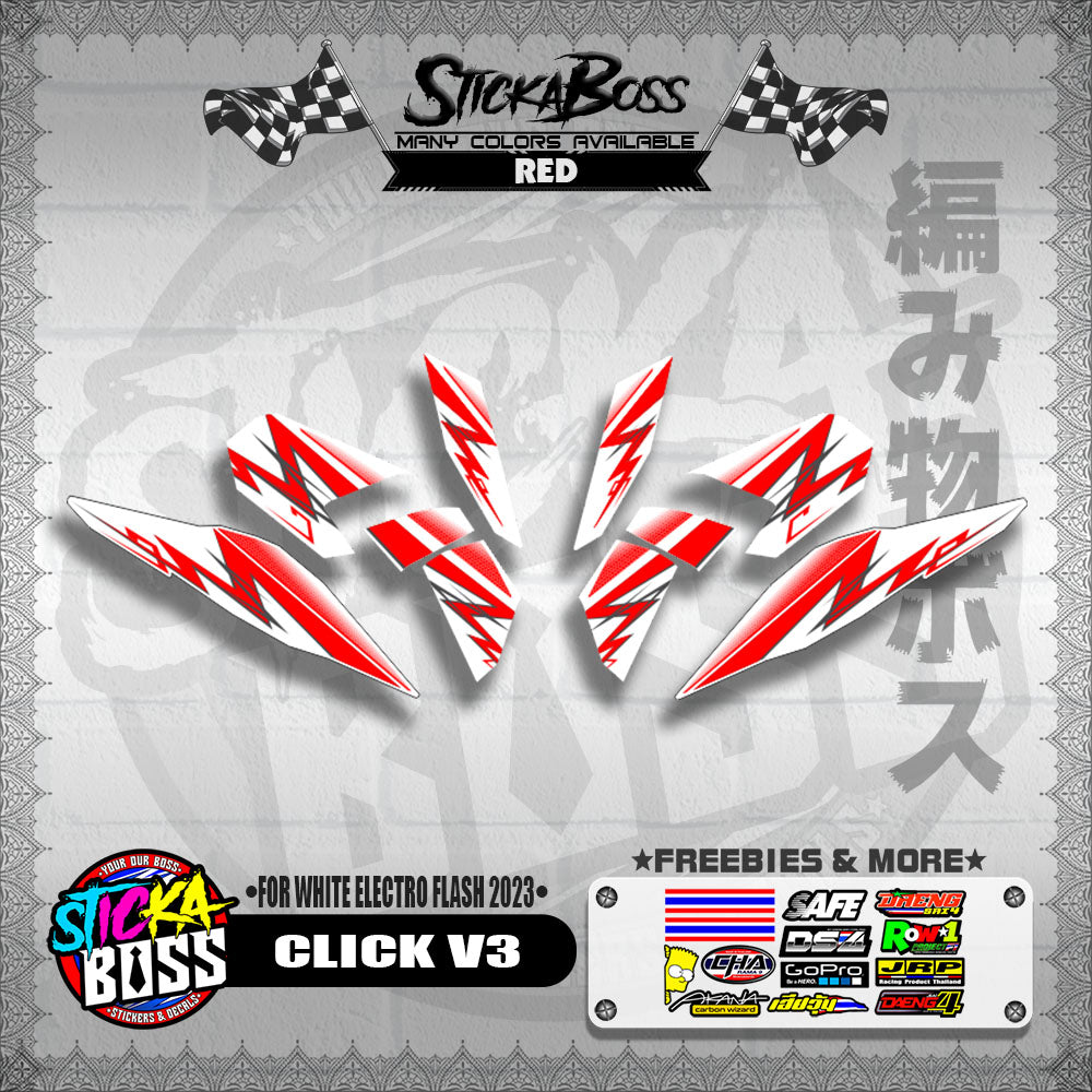 CLICK V3 DECALS ( FOR WHITE 2 TONE SPEED STREAKS )【WITH FREEBIES】