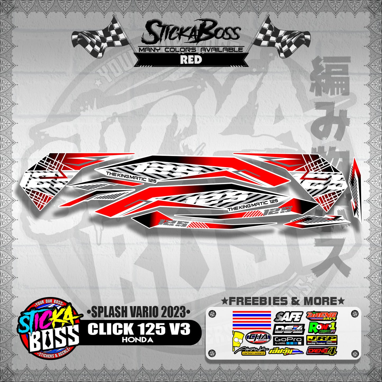 CLICK 125 V3 STOCK DECALS ( SPLASH VARIO 2023 )【WITH FREEBIES】