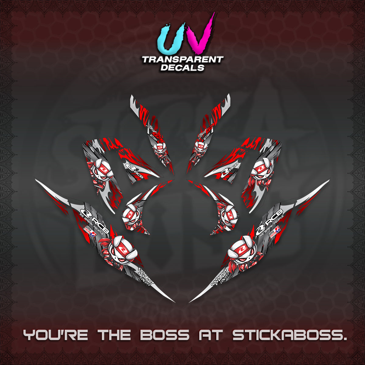 CLICK 125 V4 UV TRANSPARENT DECALS (2026 NEW RCB 2.0 DESIGN) STICKER KITS BY STICKABOSS