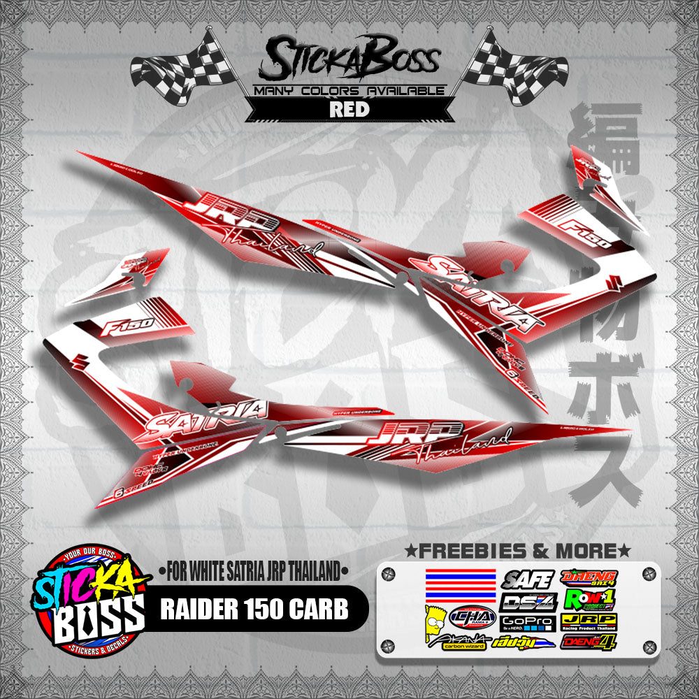 RAIDER 150 CARB DECALS ( FOR WHITE SATRIA JRP THAILAND )【WITH FREEBIES】
