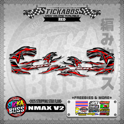 NMAX V2 STICKER DECALS ( 2025 STRIPPING STAR FLAME )【WITH FREEBIES】