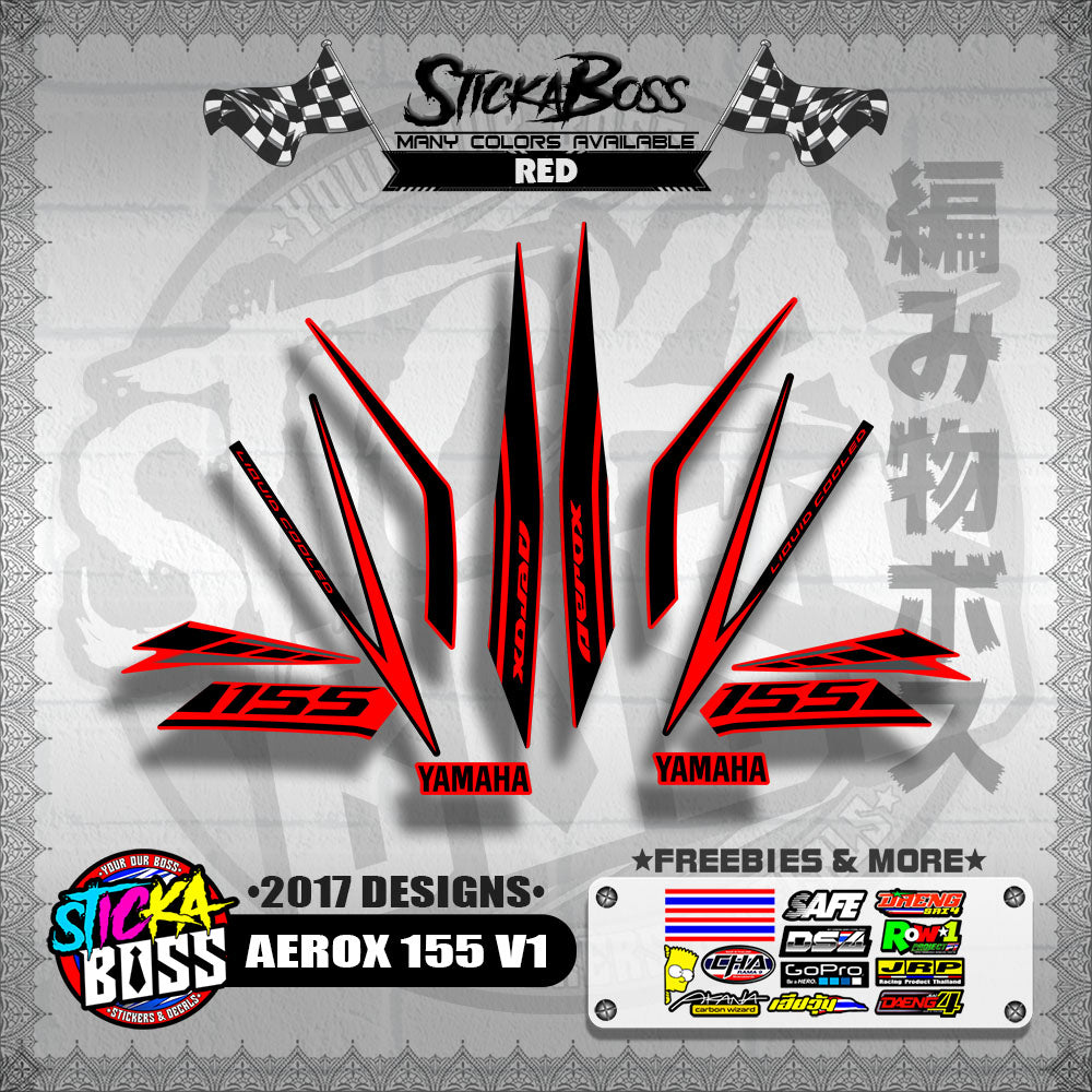 AEROX 155 V1 STOCK DECALS ( 2017 DESIGNS ) 【WITH FREEBIES】