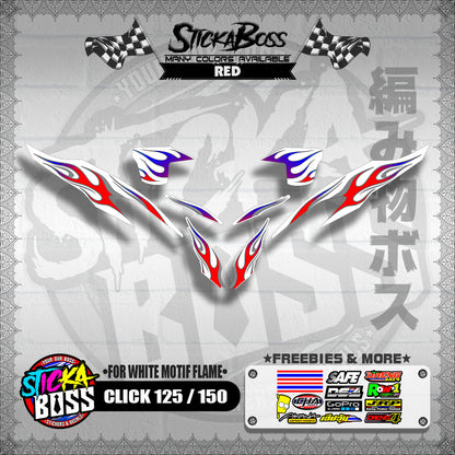 CLICK 125 / 150 V2 DECALS ( FOR WHITE MOTIF FLAME )【WITH FREEBIES】