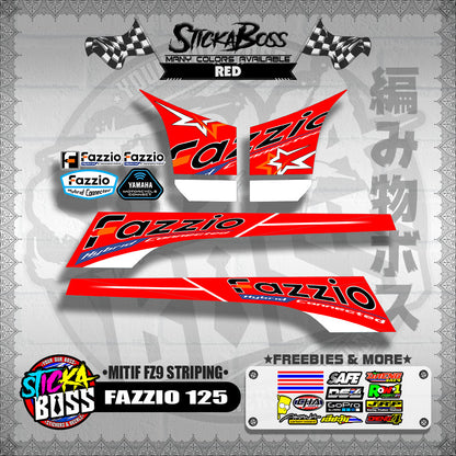 FAZZIO 125 DECALS ( MITIF FZ9 STRIPING )【WITH FREEBIES】