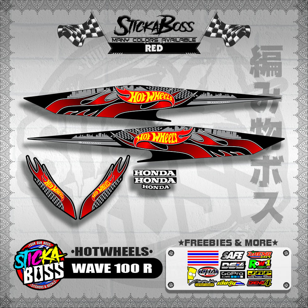 WAVE 100 R 2018 DECALS ( HOTWHEELS )【WITH FREEBIES】 – StickaBoss