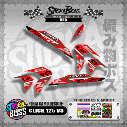 CLICK 125i V3 DECALS ( THAI CAMO DESIGN )【WITH FREEBIES】