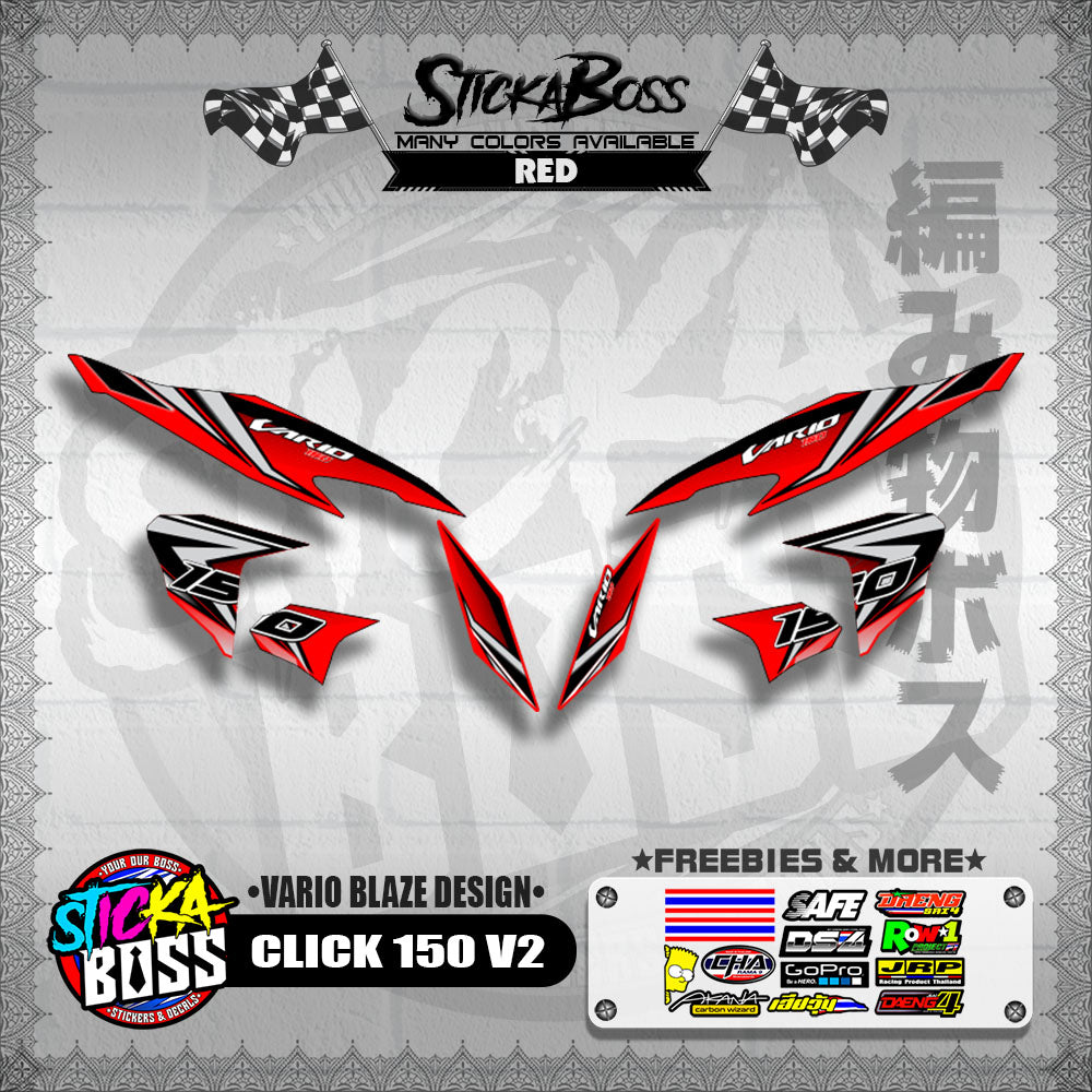 CLICK 150 V2 DECALS ( VARIO BLAZE DESIGN )【WITH FREEBIES】