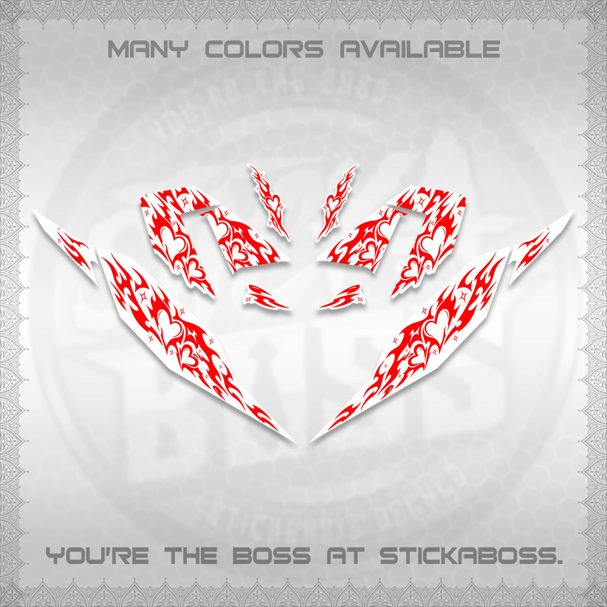 CLICK 125 V4 FOR WHITE DECALS (2026 TRIBAL HEART DESIGN) STICKER KITS BY STICKABOSS