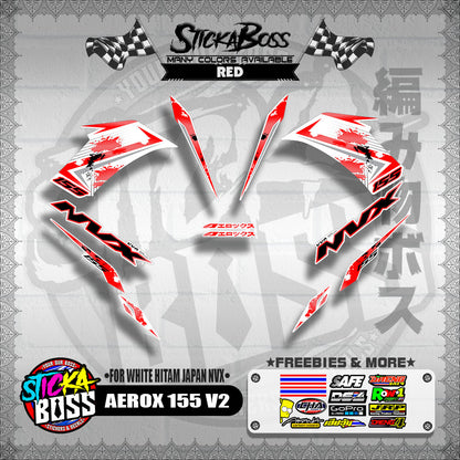 AEROX 155 V2 DECALS ( FOR WHITE HITAM JAPAN NVX 2023 )【WITH FREEBIES】