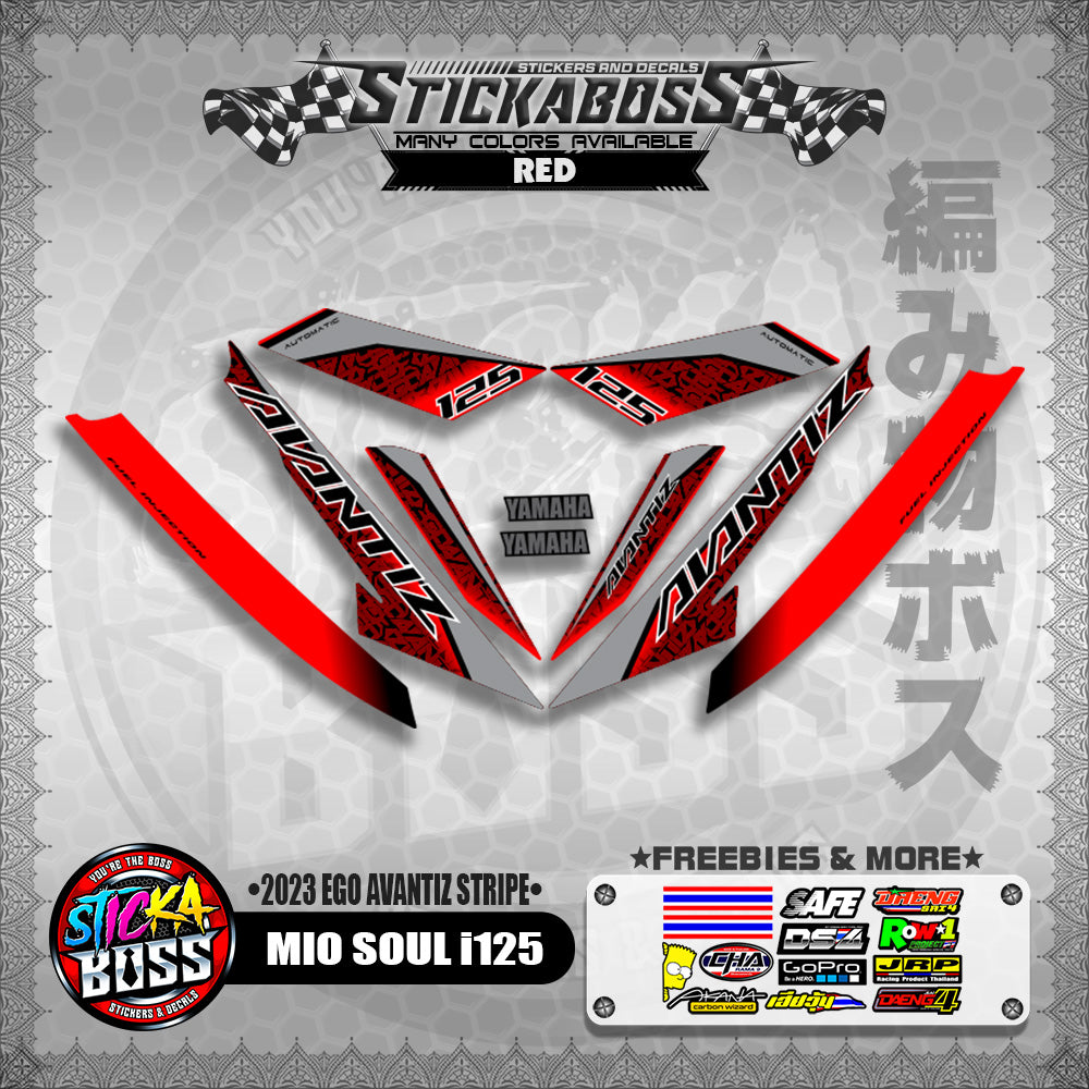 MIO SOUL I 125 STICKER DECALS ( 2023 EGO AVANTIZ STRIPE )【WITH FREEBIES】