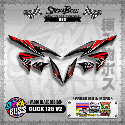 CLICK 125 V2 DECALS ( VARIO BLAZE DESIGN )【WITH FREEBIES】