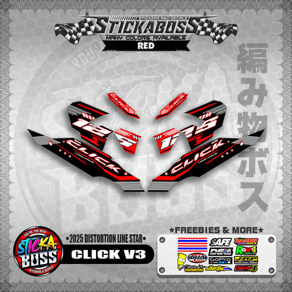CLICK V3 STICKER DECALS ( 2025 DISTORTION LINE STAR  )【WITH FREEBIES】