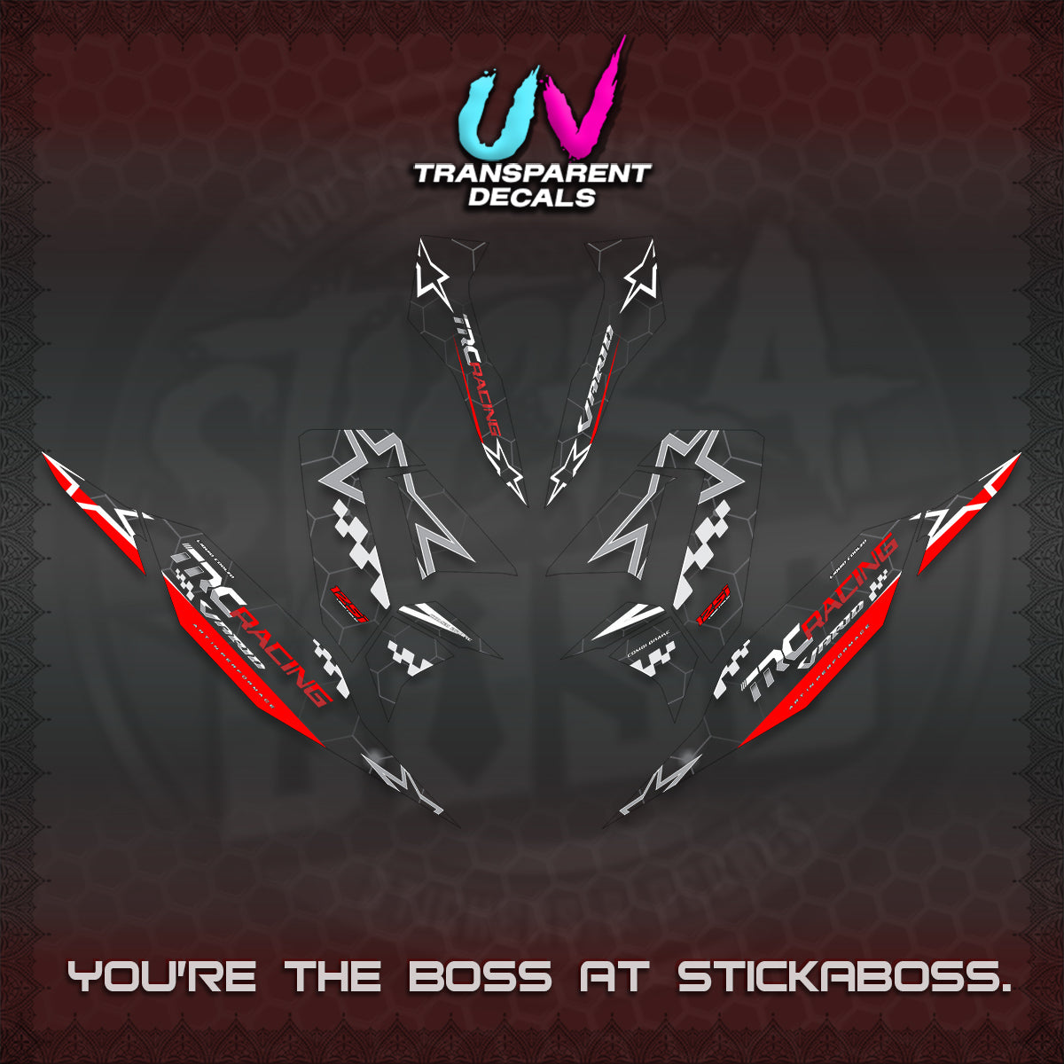 CLICK V4 UV TRANSPARENT DECALS (2026 TRC RACING DESIGN)STICKER KITS By STICKABOSS