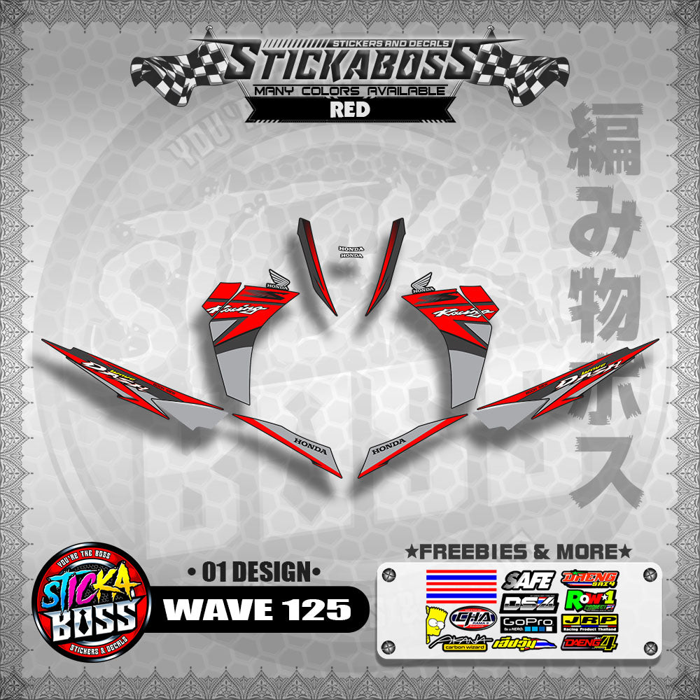 Honda Wave Dash 125 Stock Decals (01 Design)【WITH FREEBIES】Malaysia Concept