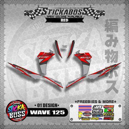 Honda Wave Dash 125 Stock Decals (01 Design)【WITH FREEBIES】Malaysia Concept