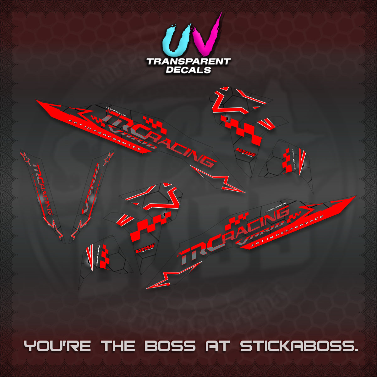 CLICK V3 UV TRANSPARENT DECALS (2026 TRC RACING DESIGN)STICKER DECALS By STICKABOSS