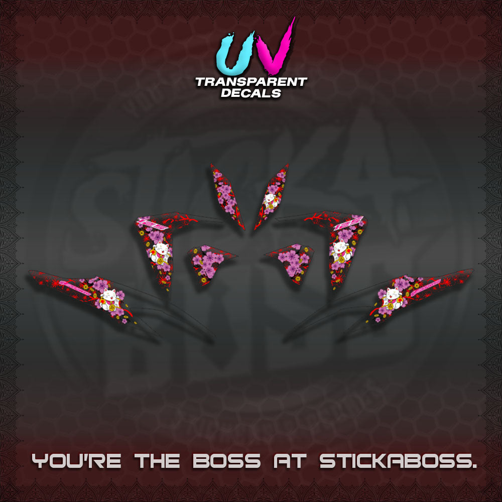 【PREMIUM UV PRINT】TRANSPARENT  CLICK 125 V2 DECALS (LUCKY CAT SAKURA STRIPING)By STICKABOSS