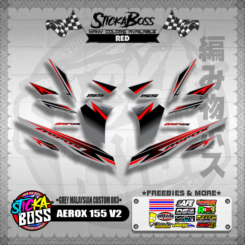 AEROX 155 V2 DECALS ( GREY MALAYSIAN CUSTOM 003 )【WITH FREEBIES】