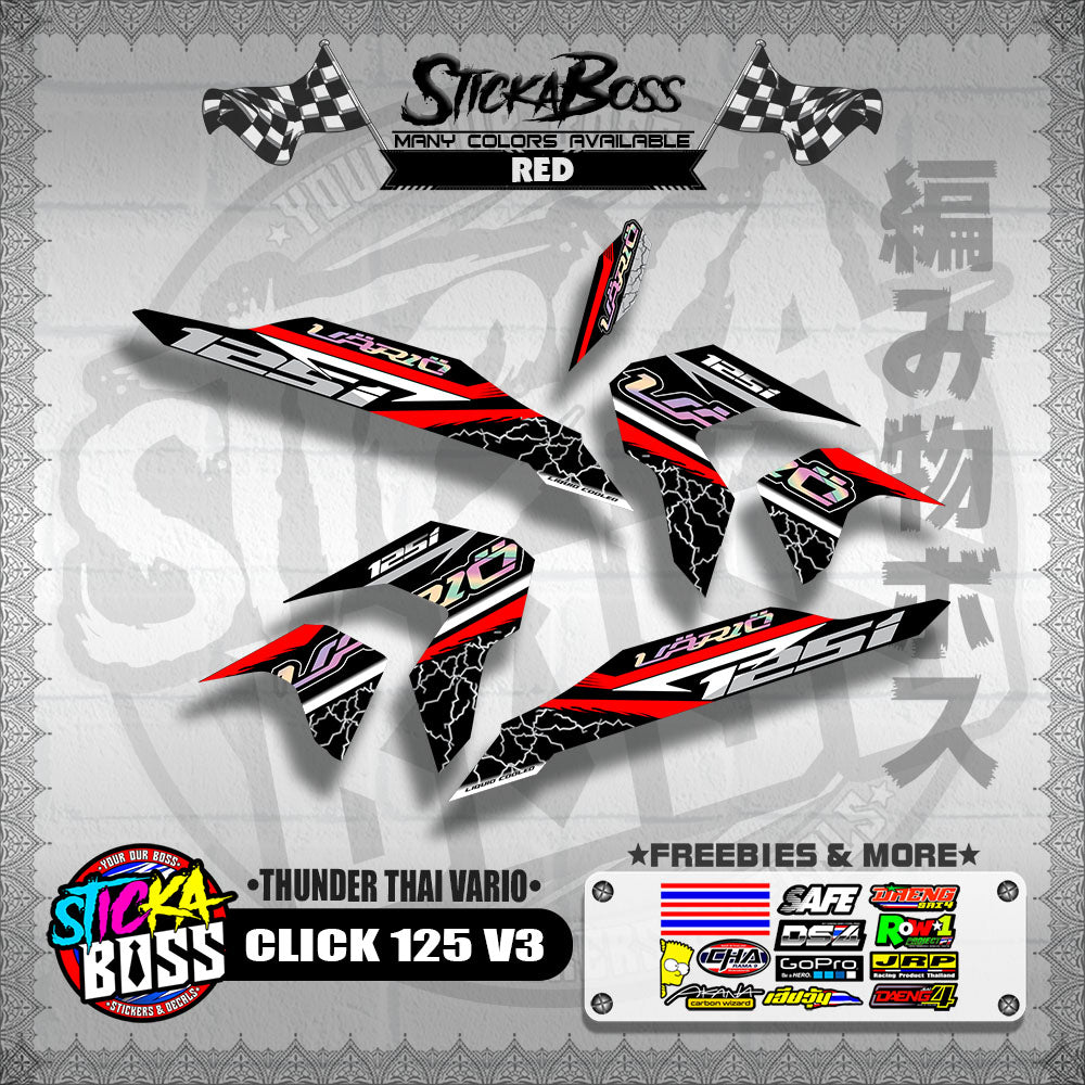CLICK 125 V3 THAILAND DECALS ( THUNDER THAI VARIO )【WITH FREEBIES】