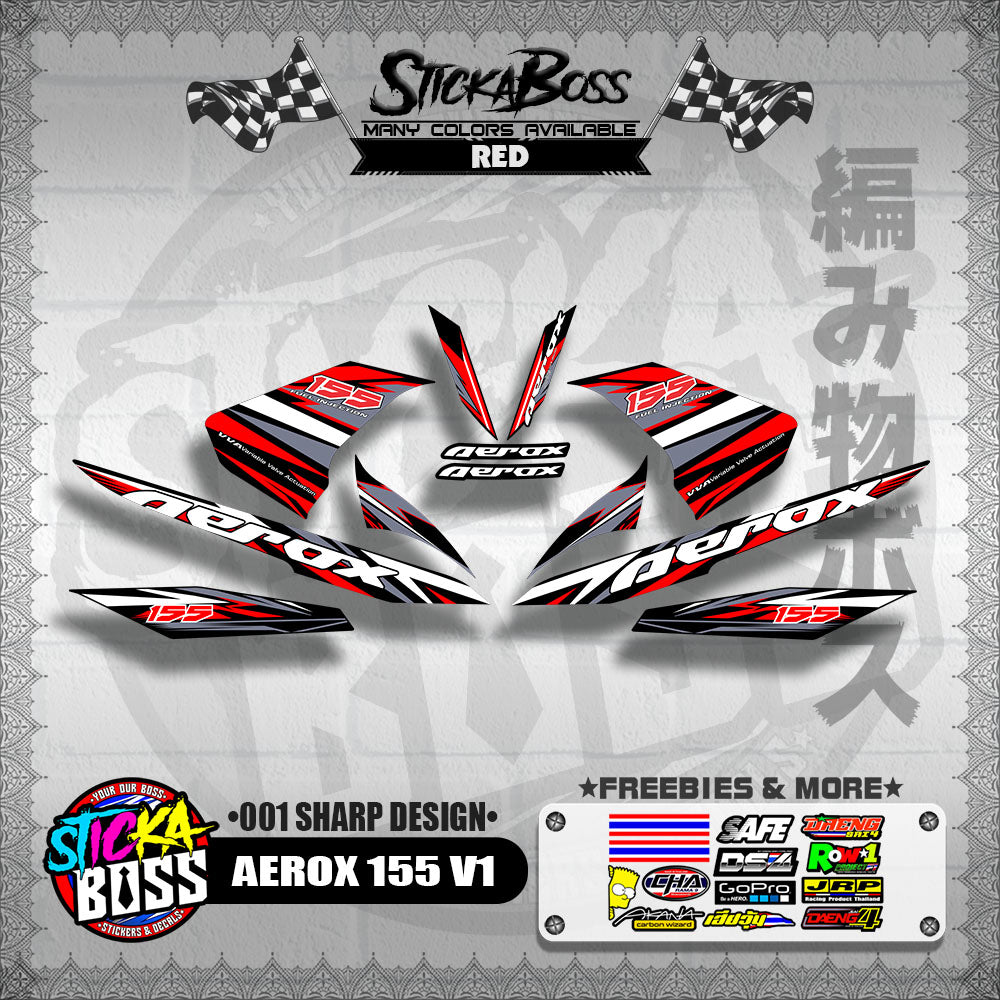 AEROX 155 V1 DECALS ( 001 SHARP DESIGN )【WITH FREEBIES】