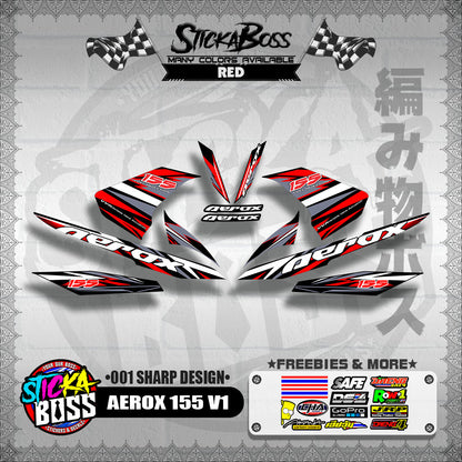 AEROX 155 V1 DECALS ( 001 SHARP DESIGN )【WITH FREEBIES】