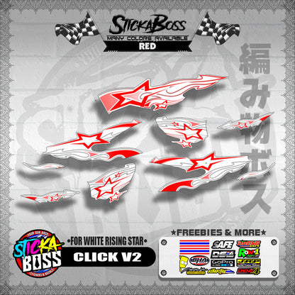CLICK V2 DECALS ( FOR WHITE RISING STAR ) [ PREMIUM GLOSSY LAMINATED ]【WITH FREEBIES】