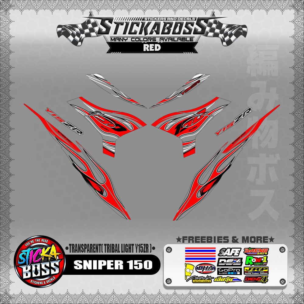 [ PREMIUM UV PRINT ] TRANSPARENT SNIPER 150 DECALS ( TRIBAL LIGHT Y15ZR )【WITH FREEBIES】