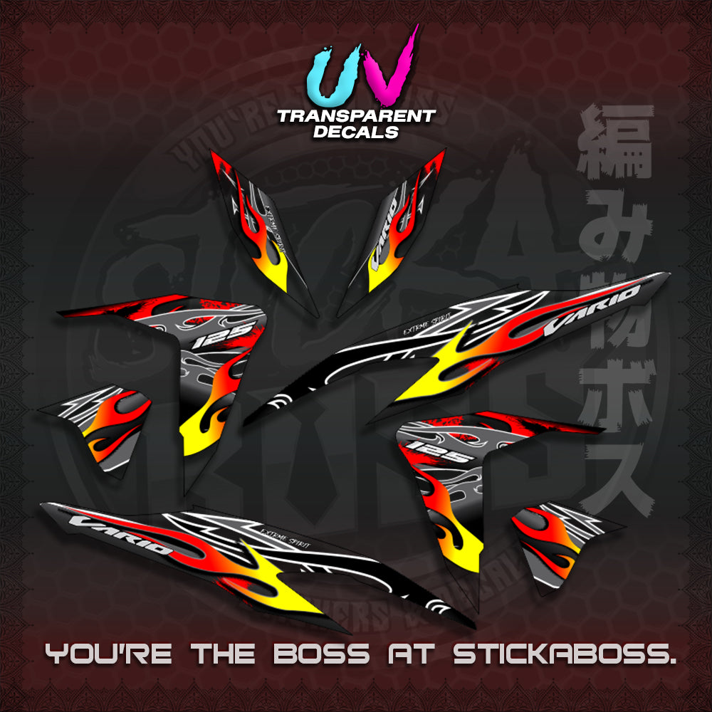 CLICK 125 V2 MALAY CONCEPT ( TRANSPARENT TRIBAL X FIRE CUSTOM ) STICKER DECALS By STICKABOSS