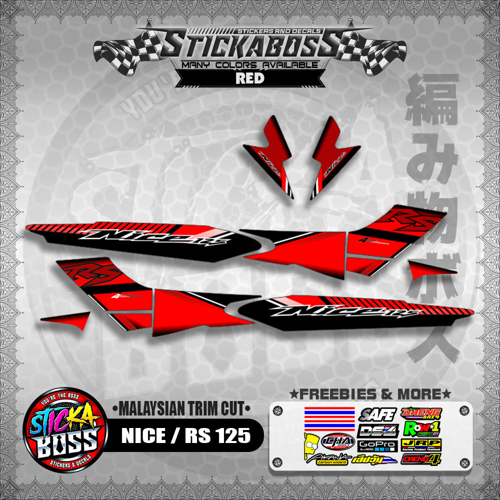 NICE / RS 125 STICKER DECALS ( MALAYSIAN TRIM CUT )【WITH FREEBIES】