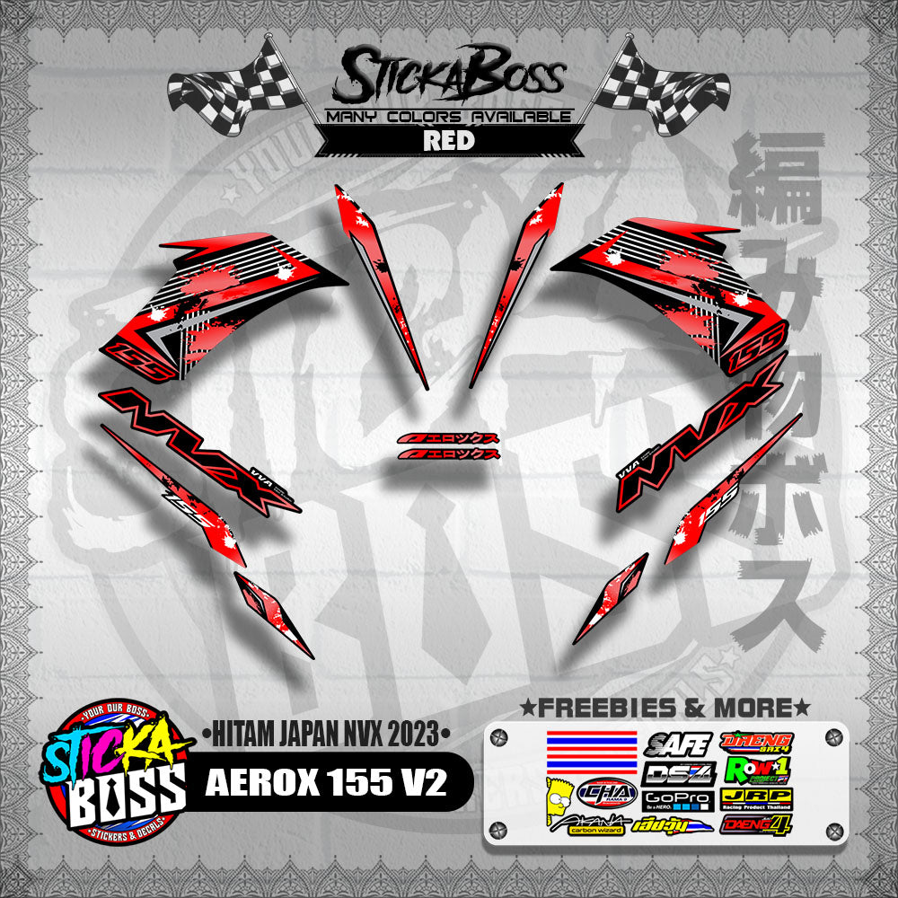 AEROX 155 V2 DECALS ( HITAM JAPAN NVX 2023 )【WITH FREEBIES】
