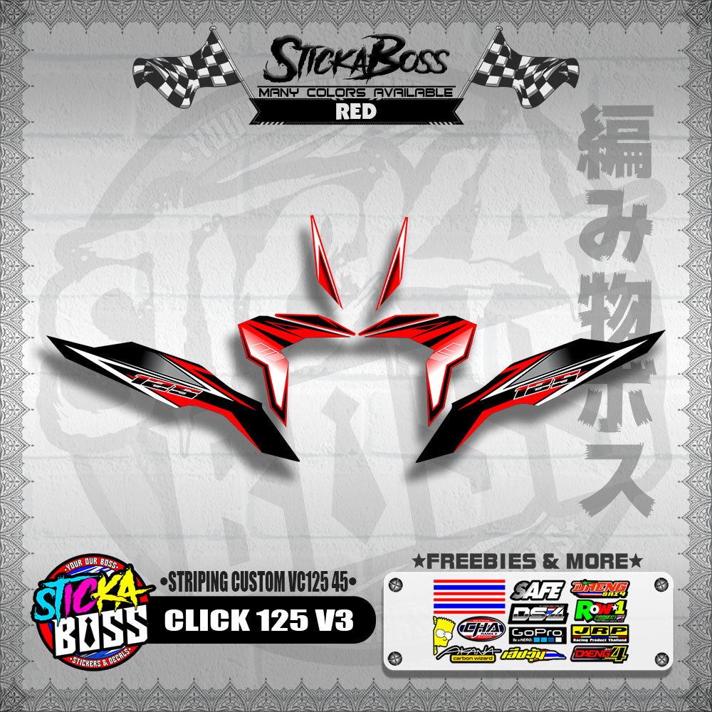 CLICK 125 V3 DECALS ( STRIPING CUSTOM VC125 45 )【WITH FREEBIES】