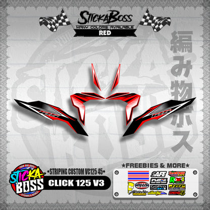 CLICK 125 V3 DECALS ( STRIPING CUSTOM VC125 45 )【WITH FREEBIES】