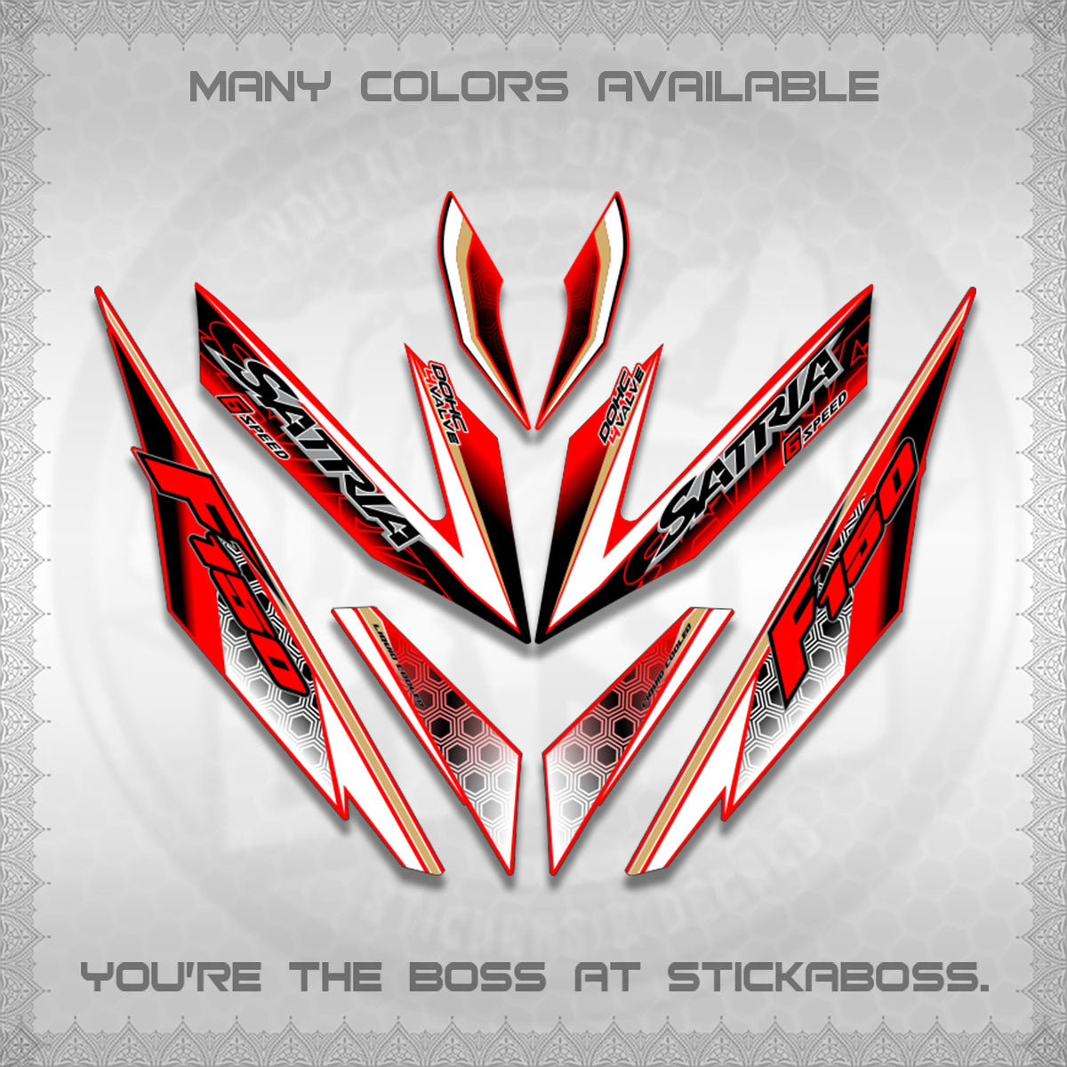 RAIDER 150 Fi SATRIA DECALS (NEW DESIGN 11 11)STICKER DECALS By STICKABOSS