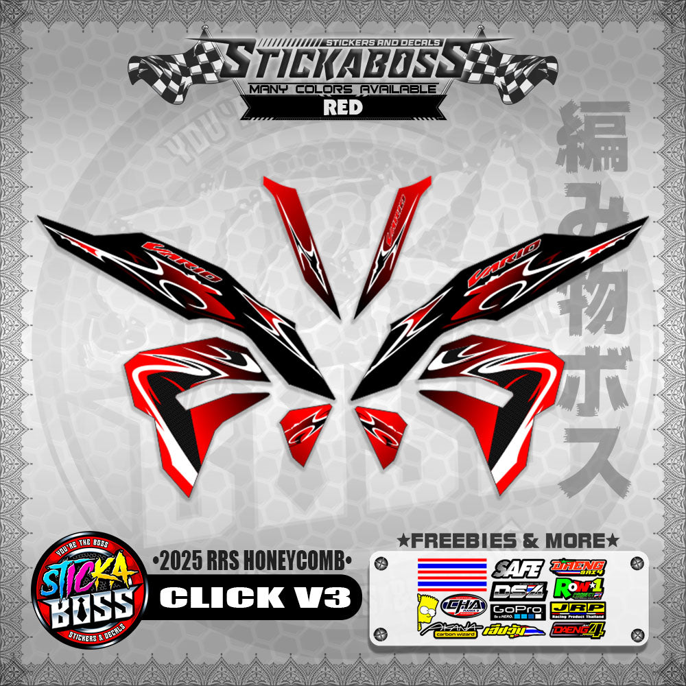 CLICK V3 INDO STICKER DECALS ( 2025 RRS HONEYCOMB )【WITH FREEBIES】