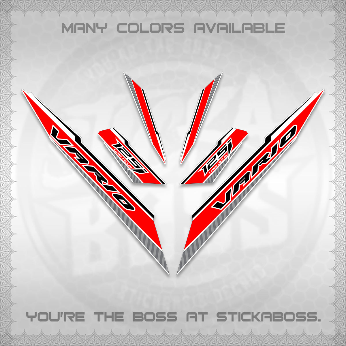 CLICK 125 V3 VARIO FOR WHITE DECALS (2024 SV 12-A1 STYLE) STICKER DECALS By STICKABOSS
