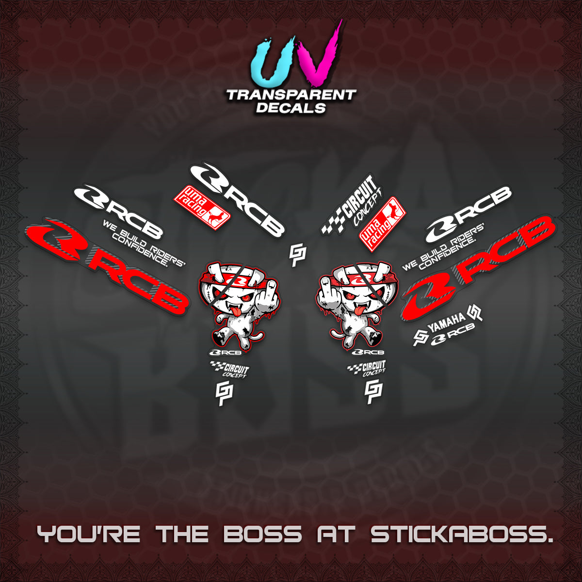 AEROX V2 UV TRANSPARENT DECALS (2026 RACE ZOMBIE DESIGN)STICKER DECALS By STICKABOSS