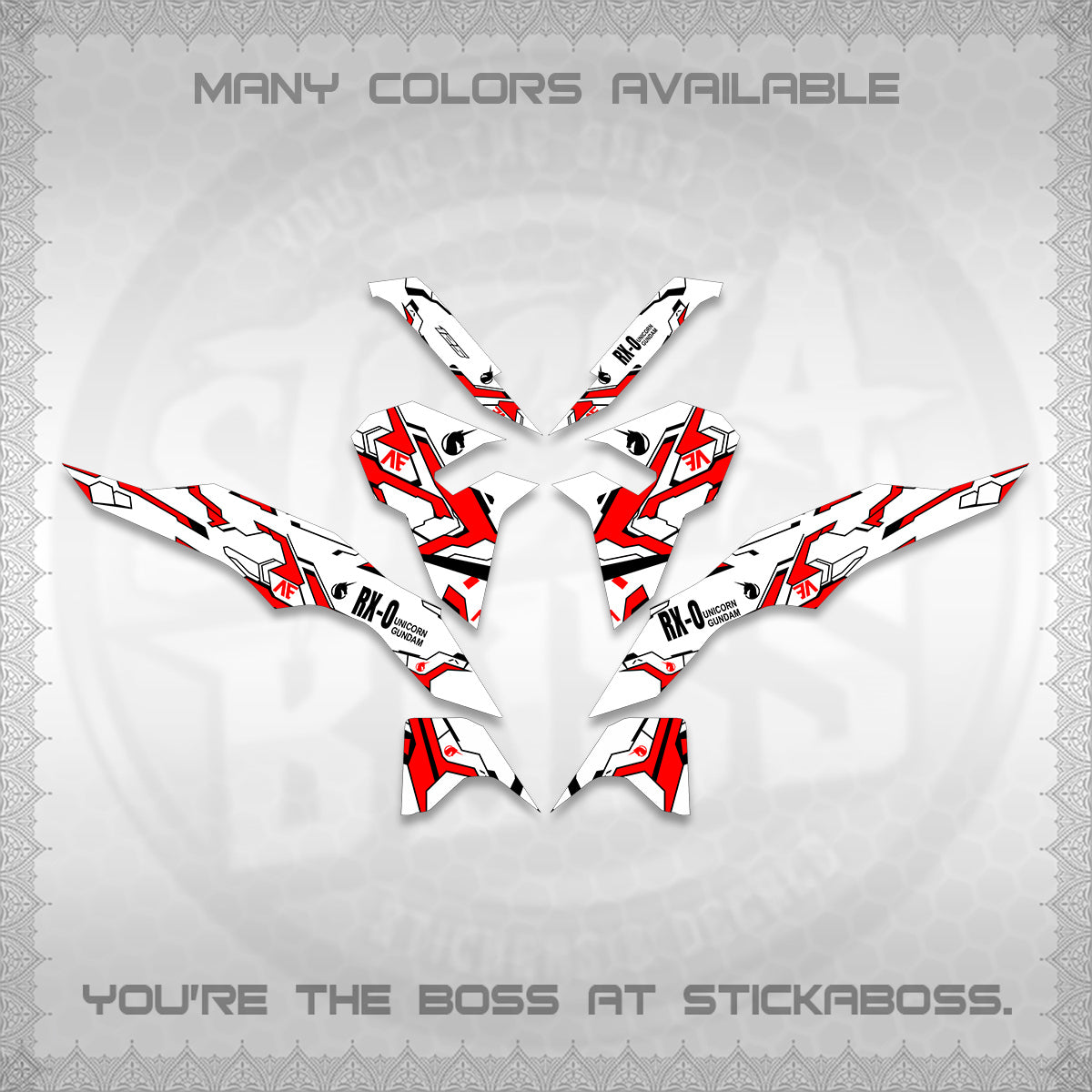 CLICK V3 VARIO FOR WHITE DECALS (UNICORN GUNDAM DESIGN) STICKER DECALS By STICKABOSS