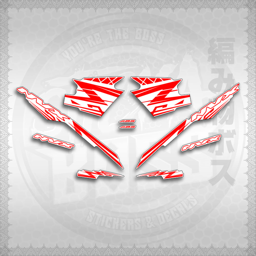 STICKER DECALS for AEROX V3 ALPHA TURBO INDO FOR WHITE (AV314ARV9SE) By STICKABOSS (SOFIE LAMINATED WATERPROOF)