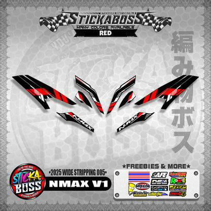 NMAX V1 INDO STICKER DECALS ( 2025 WIDE STRIPPING 005 )【WITH FREEBIES】