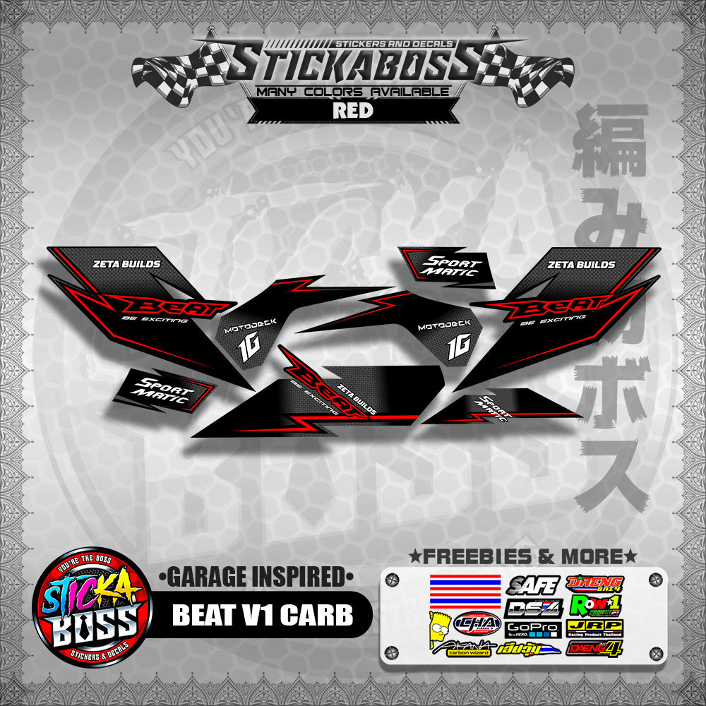 BEAT V1 CARB STICKER DECALS ( GARAGE INSPIRED )【WITH FREEBIES】