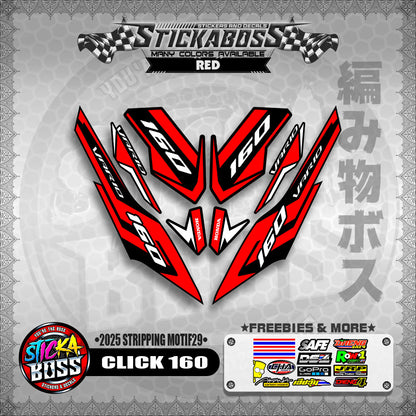 CLICK 160 STICKER DECALS ( 2025 STRIPPING MOTIF29 )【WITH FREEBIES】