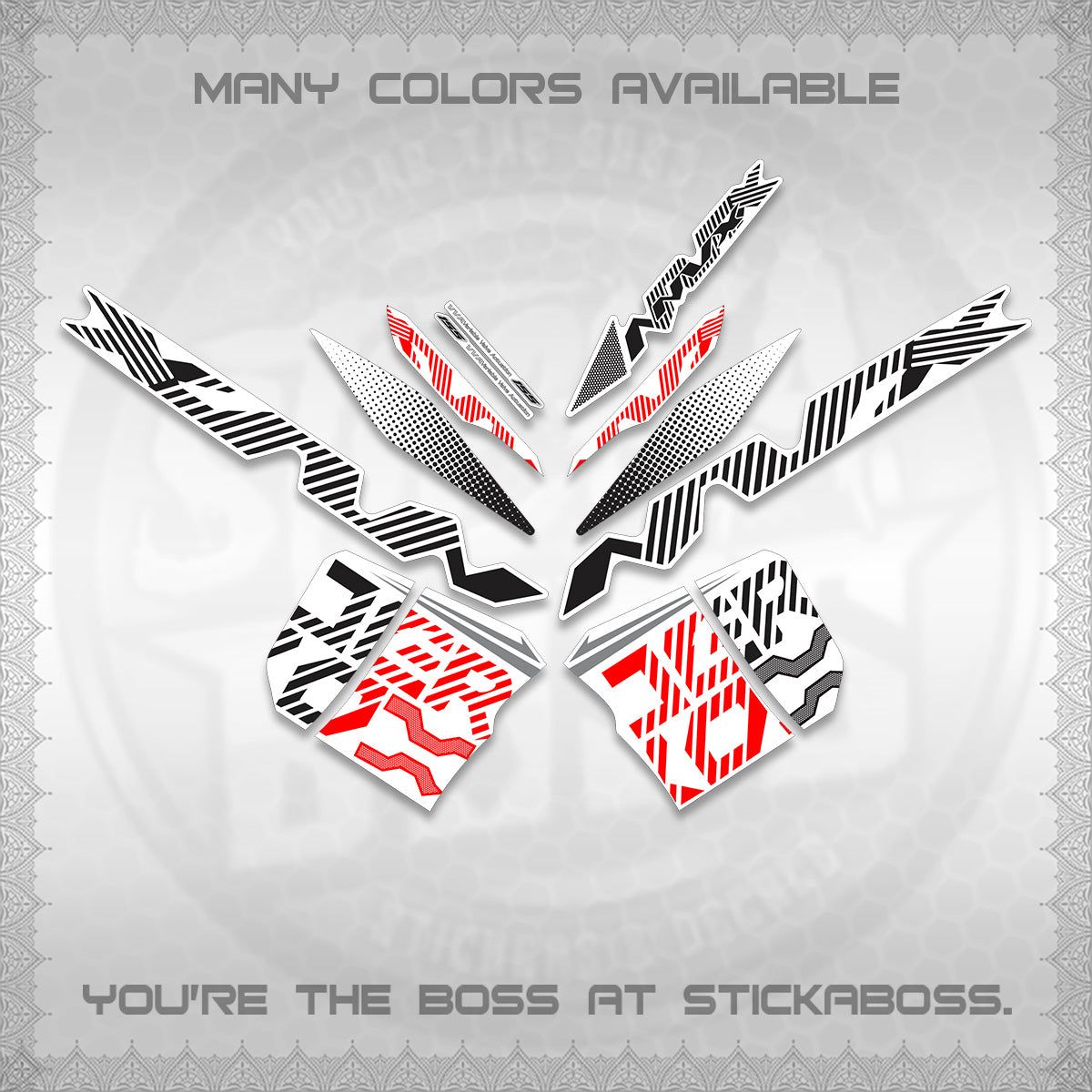 AEROX V2 NVX FOR WHITE DECALS (2024 NEW 001 DESIGN) STICKER DECALS By STICKABOSS